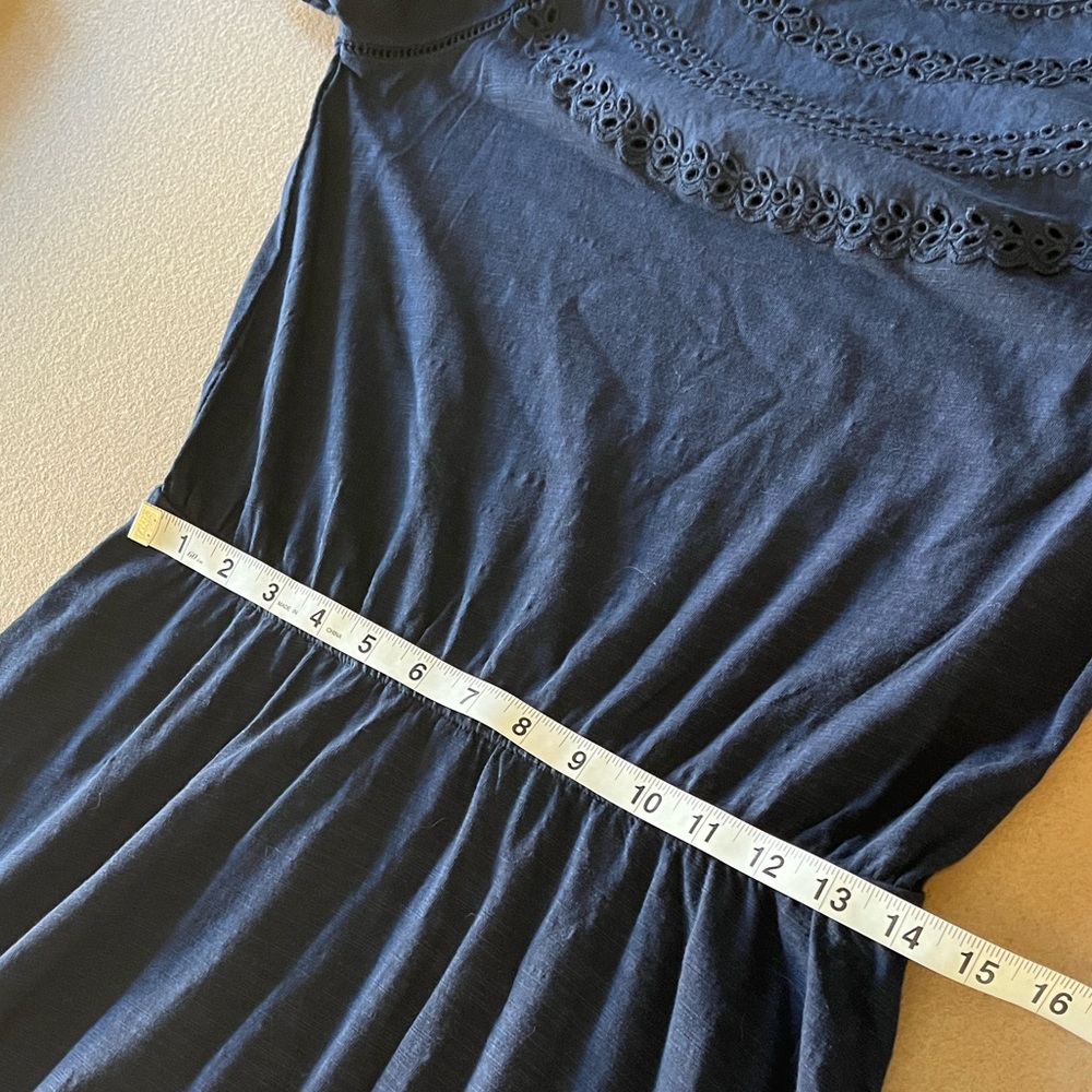 Talbots Eyelet Slub Knit Fit & Flare Dress in Navy - XS - Picture 7 of 10